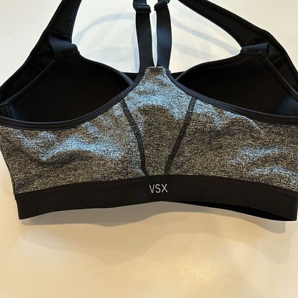Victorias Secret VSX Sport Front Zip Close Underwire Black Gray Sports Bra‎ 34D - Picture 4 of 6